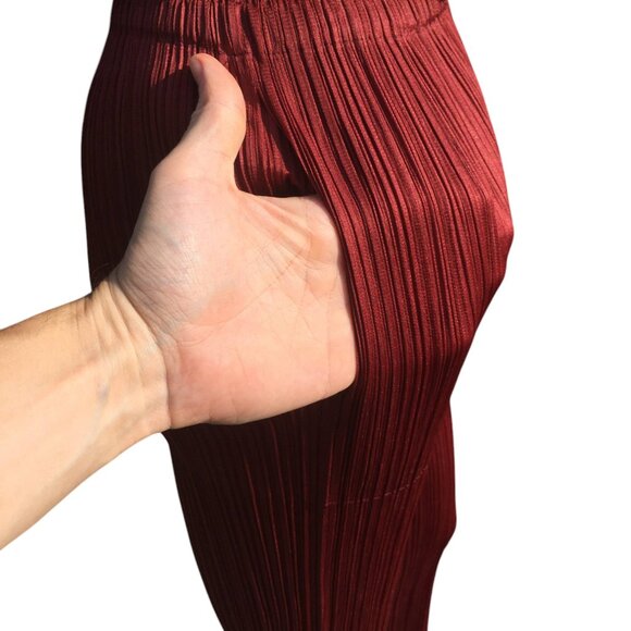 PLEATS PLEASE Issey Miyake Women's Maroon Dark Red Pants Pleated Size 4 S M L - Picture 3 of 9